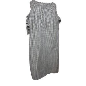 J Howard Navy Blue White Gingham Seersucker Cold Shoulder Preppy Dress XLARGE/16